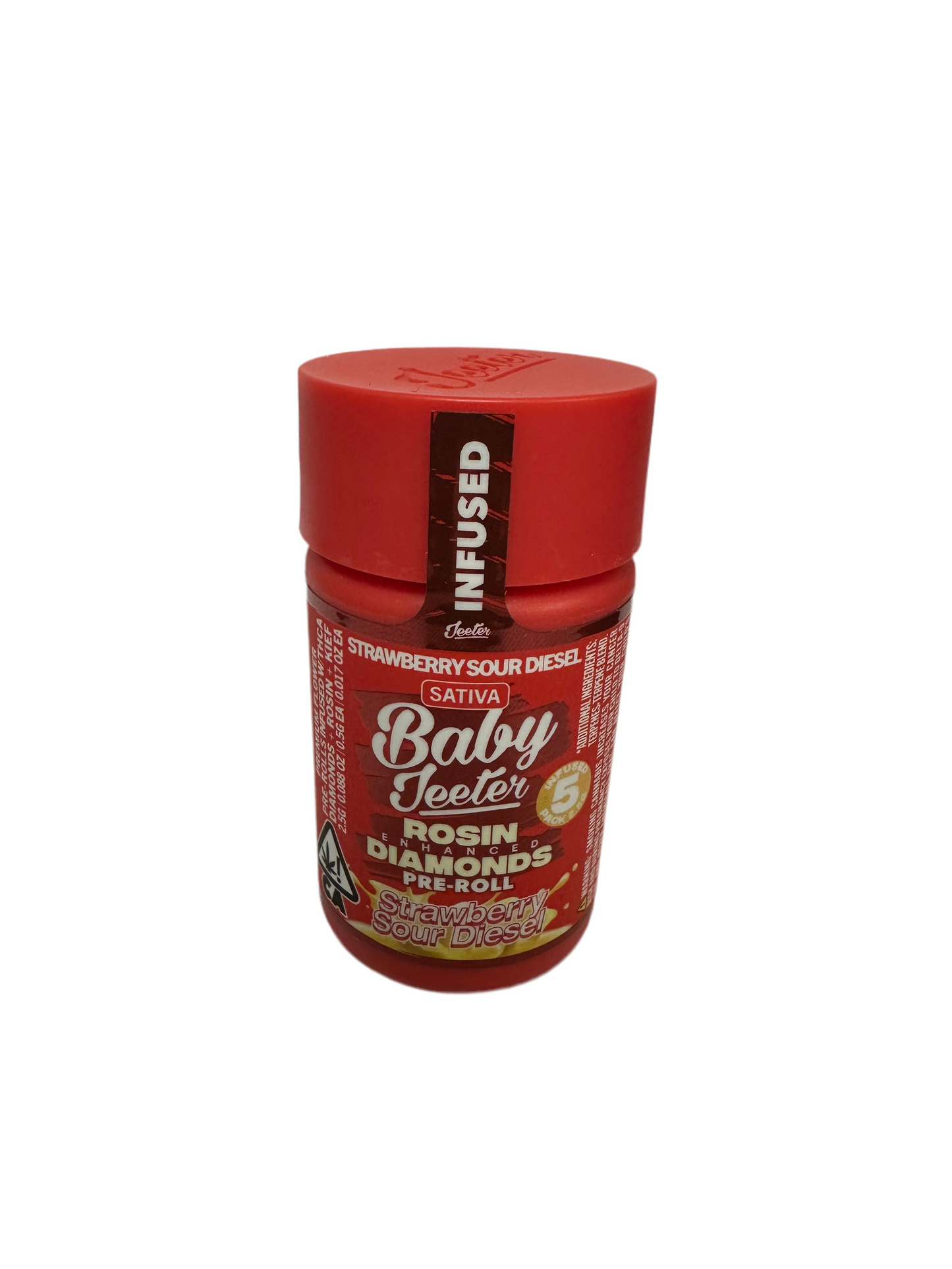 BABY JETER - 5 INFUSED PRE ROLLS - SATIVA - STRAWBERRY SOUR DIESEL