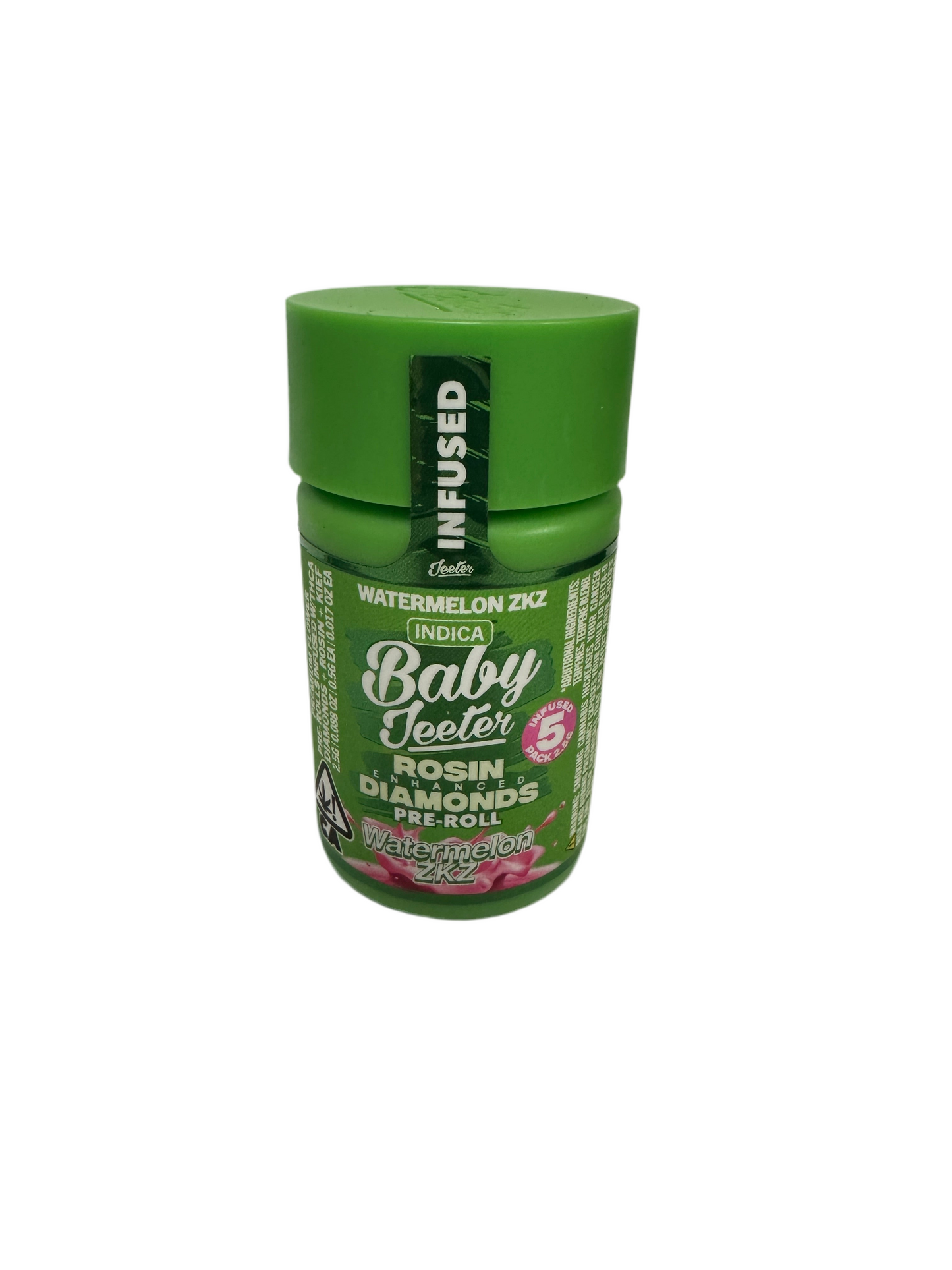 BABY JETER - 5 INFUSED PRE ROLLS - INDICA - WATERMELON ZKZ